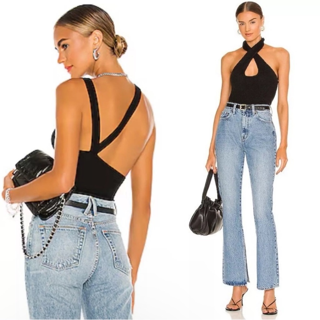 New Revolve X Pistola Alexa High Rise Slit Denim Jeans Women Size 26